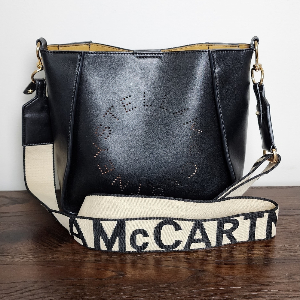 AUTHENTIC Stella McCartney Black Logo Shoulder Bag